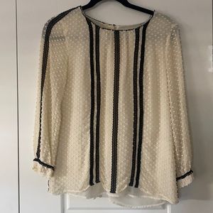 J Crew ivory and black lace top